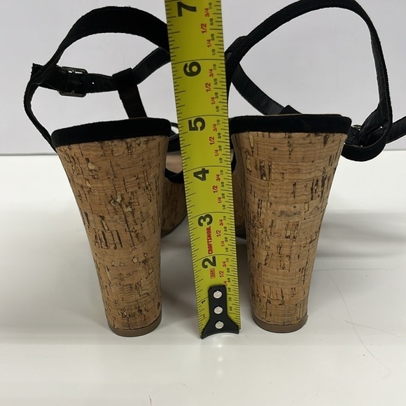 American Rag Cie Platform Sandal Size 9  Black Buckle Ankle Strap Cork 5” heel - Picture 4 of 10